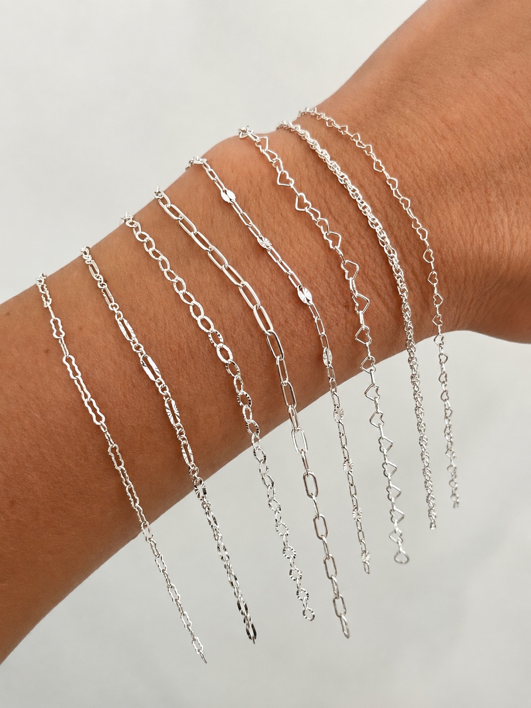 Collection of sterling silver permanent jewelry chains