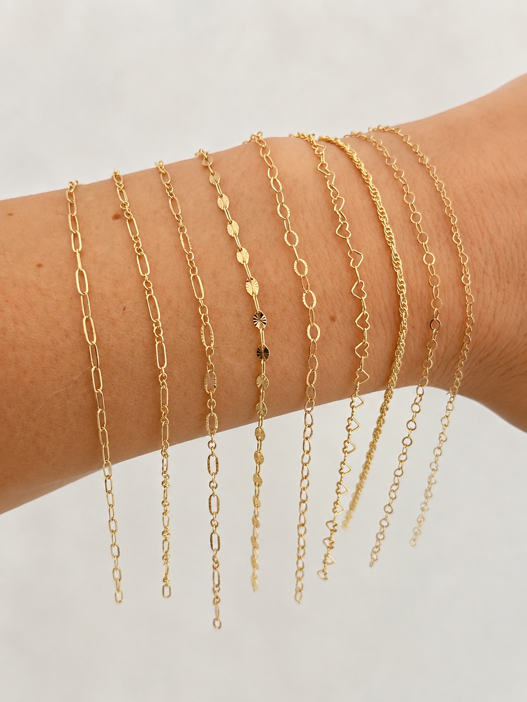 Collection of 14k gold-filled permanent jewelry chains